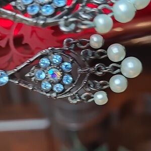 1928 Silver and Blue Chandelier Earrings